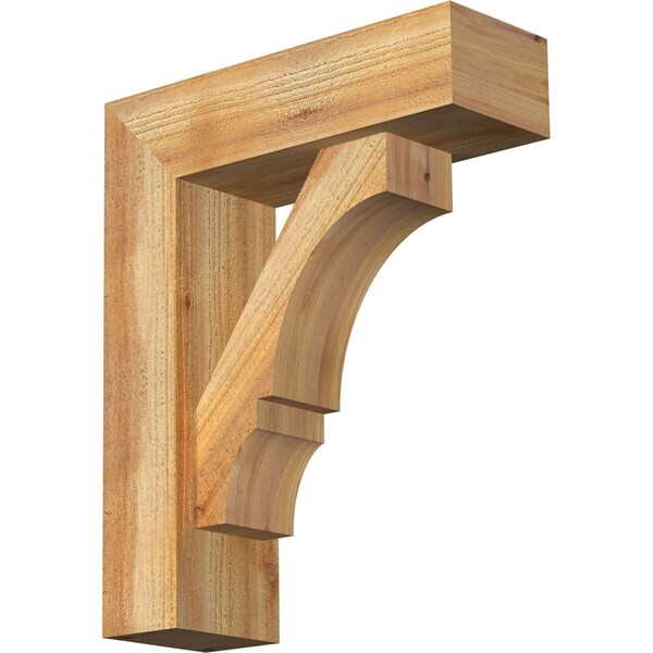 Ekena Millwork Balboa Block Rough Sawn Bracket w/ Offset Brace, Western Red Cedar, 6"W x 18"D x 22"H BKT0604X18X22BOA05RWR - main